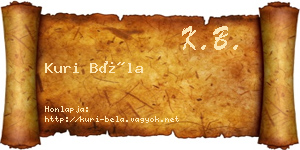 Kuri Béla névjegykártya